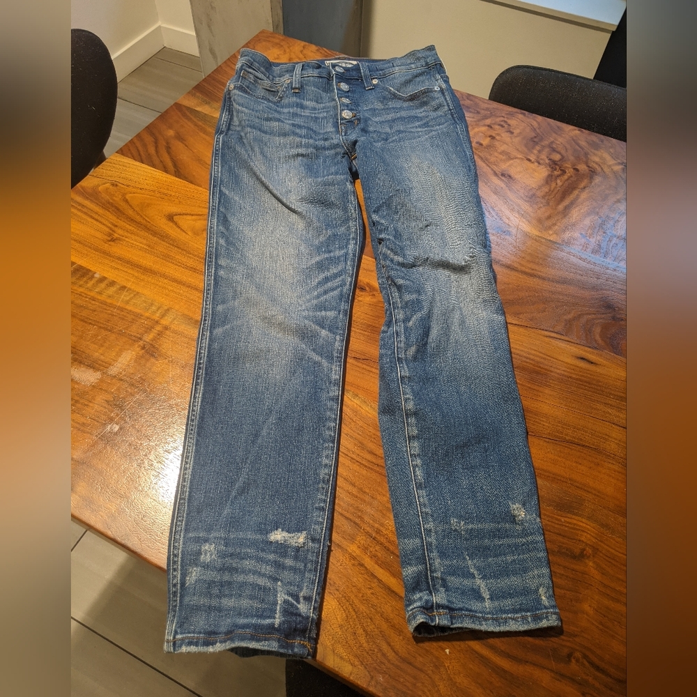 Madewell - Slim Straight Jeans: Distressed Button-Front Edition J7214 | Size 28 - Picture 8 of 10